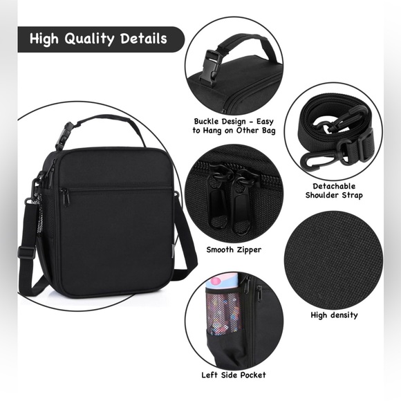 Brand New 6.8L Multi-Function Lunch Box Bag with Adjustable Strap/ Black - Picture 2 of 9